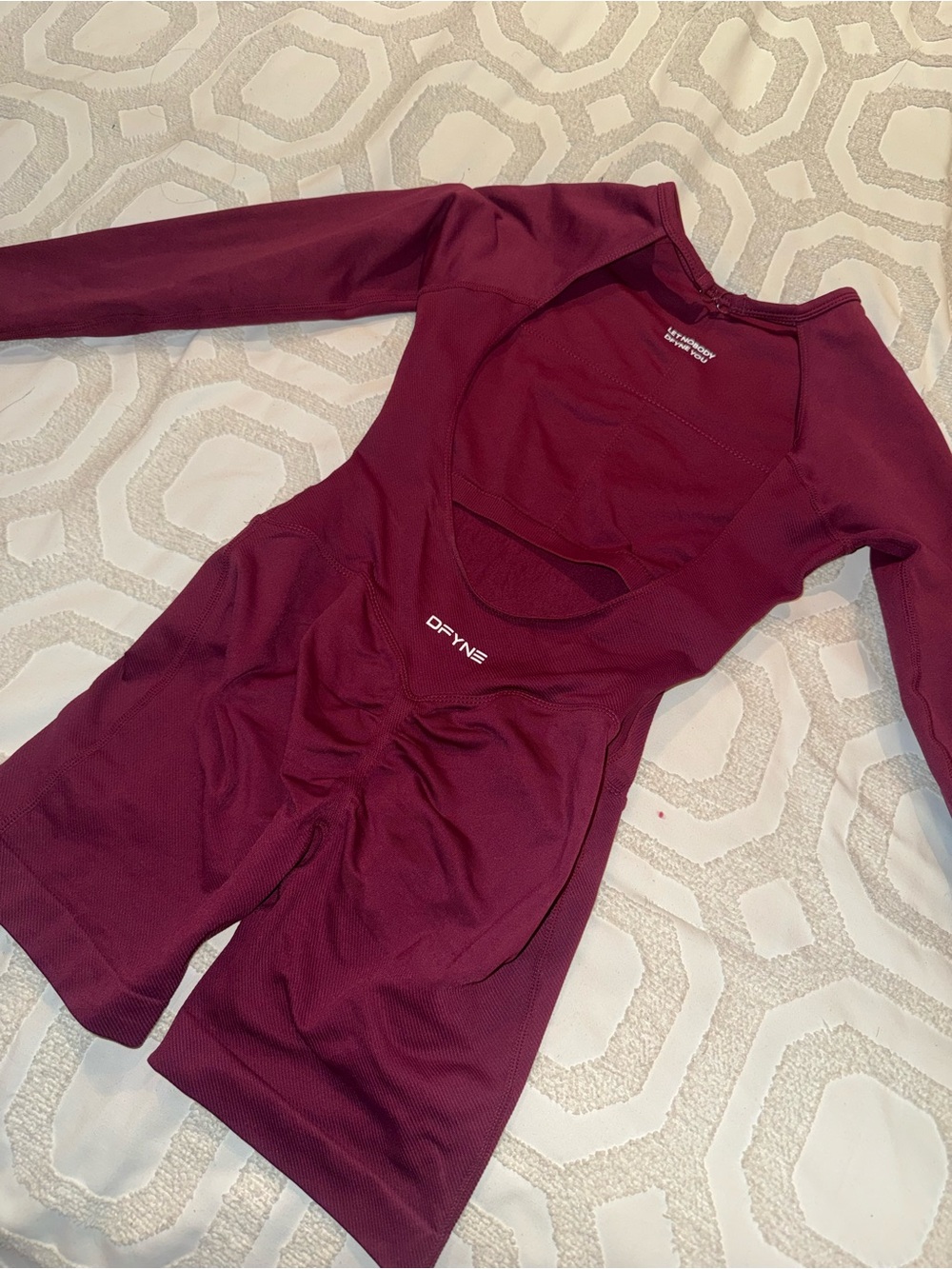 DFYNE Maroon Long-Sleeve Biker Romper